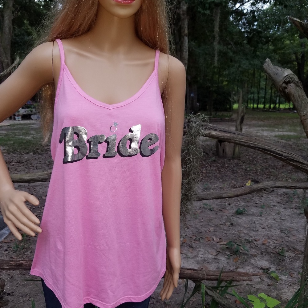 Love and cherish pink bride tank top size XL